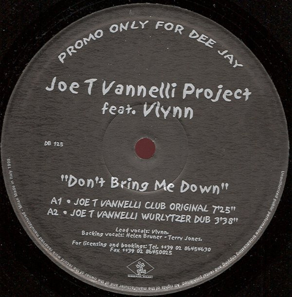 Cover Joe T. Vannelli Project Feat. Vlynn - Don't Bring Me Down (2x12, Promo) Schallplatten Ankauf