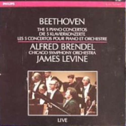 Cover Beethoven*, Alfred Brendel, James Levine (2), Chicago Symphony Orchestra* - The Five Piano Concertos (Live) (4xLP + Box) Schallplatten Ankauf