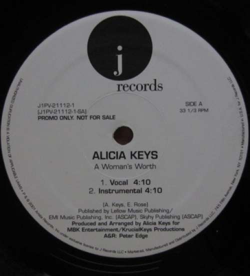 Cover Alicia Keys - A Woman's Worth (12, Promo) Schallplatten Ankauf