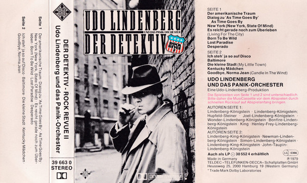Cover Udo Lindenberg Und Das Panikorchester - Der Detektiv - Rock Revue II (Cass, Album, Club) Schallplatten Ankauf