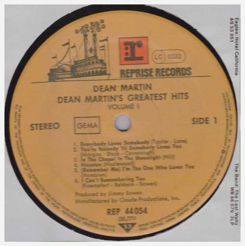 Cover Dean Martin's Greatest Hits; Volume 1 Schallplatten Ankauf
