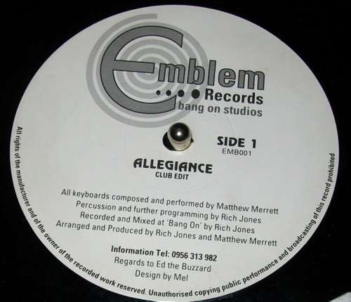 Cover Rich Jones & Matthew Merrett - Allegiance / House Movement No1 (12) Schallplatten Ankauf