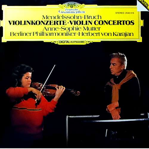 Cover Mendelssohn* · Bruch*, Anne-Sophie Mutter, Berliner Philharmoniker · Herbert von Karajan - Violinkonzerte = Violin Concertos (LP) Schallplatten Ankauf