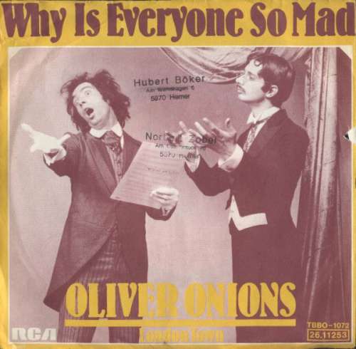 Cover Oliver Onions - Why Is Everyone So Mad (7, Single) Schallplatten Ankauf
