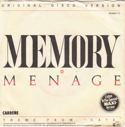Cover Menage (2) - Memory (7, Single) Schallplatten Ankauf