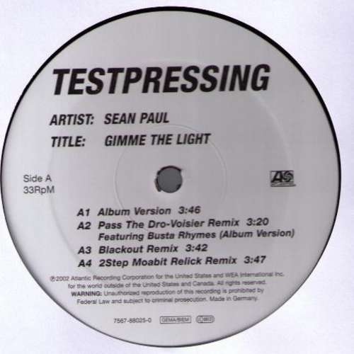 Cover Sean Paul - Gimme The Light (12, TP) Schallplatten Ankauf