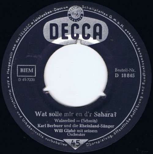 Bild Karl Berbuer Und Die Rheinland-Sänger - Wat Solle Mir En D'r Sahara? / Dat Lied Vun Der Geiß (7, Single) Schallplatten Ankauf