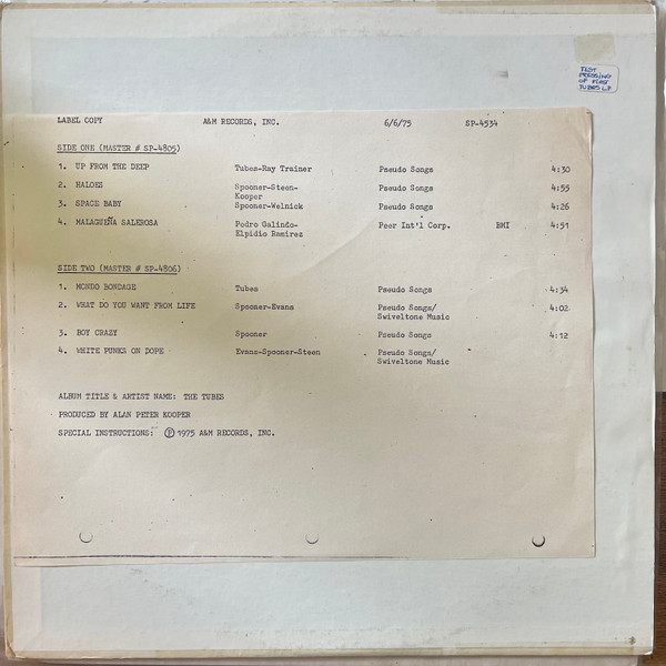 Cover The Tubes - The Tubes (LP, Album, TP) Schallplatten Ankauf