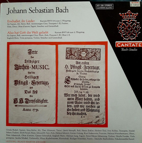 Cover Deutsche Bachsolisten, Vokalensemble Kassel, Klaus Martin Ziegler - Johann Sebastian Bach: Kantate BWV 172 - Kantate BWV 68 (LP) Schallplatten Ankauf