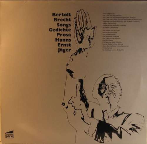 Cover Hanns Ernst Jäger - Bertolt Brecht Songs Gedichte Prosa (LP) Schallplatten Ankauf