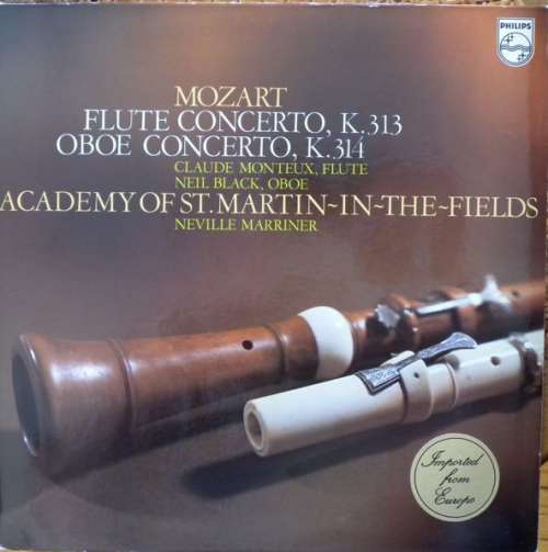 Cover Mozart* - Claude Monteux, Neil Black (3), The Academy Of St. Martin-in-the-Fields, Neville Marriner* - Flute Concerto, K.313; Oboe Concerto, K.314 (LP) Schallplatten Ankauf