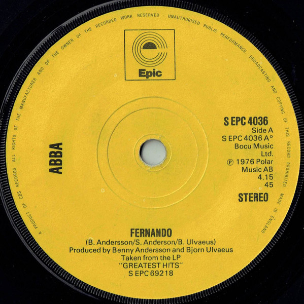 Cover ABBA - Fernando (7, Single, Yel) Schallplatten Ankauf