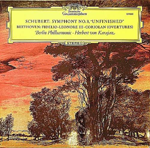 Cover Schubert* / Beethoven* - Berliner Philharmoniker · Herbert von Karajan - Symphonie »Unvollendete« / Fidelio · Leonore III · Coriolan · Ouverturen (LP, RE) Schallplatten Ankauf