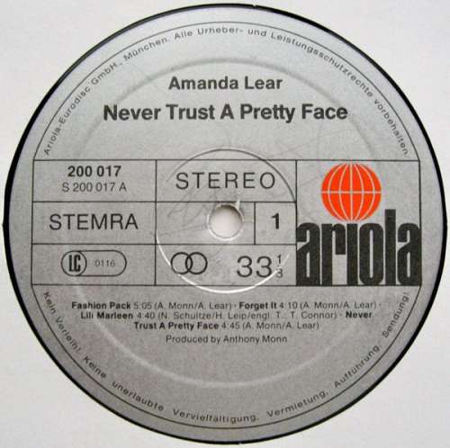 Cover Amanda Lear - Never Trust A Pretty Face (LP, Album) Schallplatten Ankauf