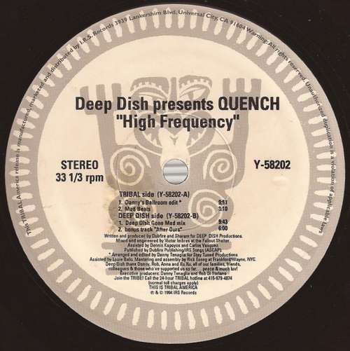 Cover Deep Dish Presents Quench (2) - High Frequency / After Hours (12) Schallplatten Ankauf
