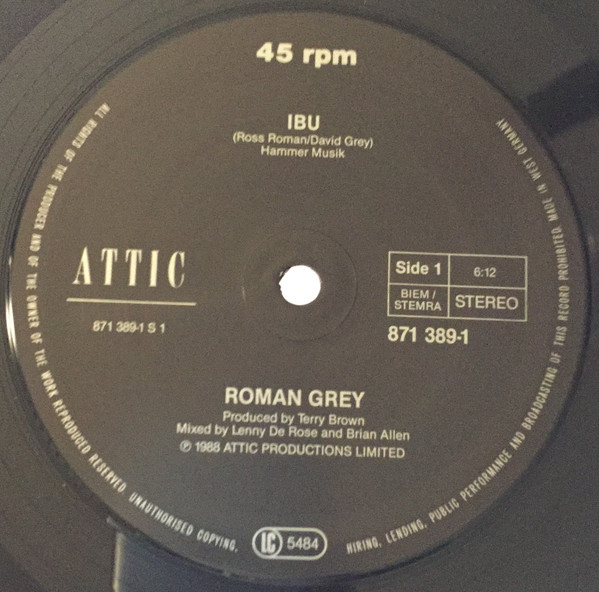 Cover Roman Grey - IBU (12, Maxi) Schallplatten Ankauf