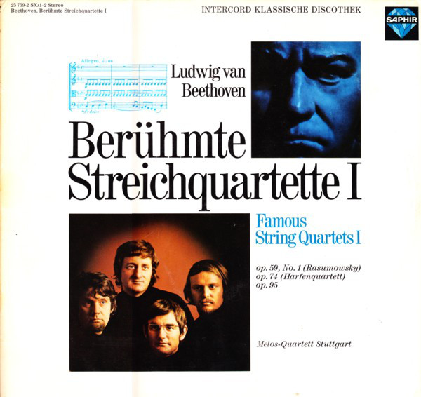 Cover Ludwig Van Beethoven · Melos-Quartett Stuttgart* - Berühmte Streichquartette I (2xLP, Album) Schallplatten Ankauf