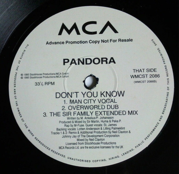 Cover Pandora - Don't You Know (12, Promo) Schallplatten Ankauf