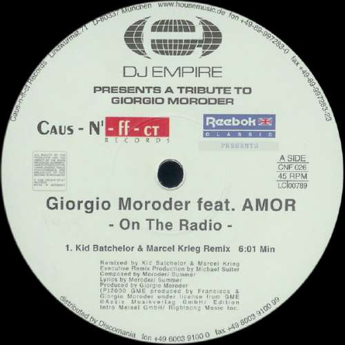 Cover Giorgio Moroder Feat. Amor - On The Radio (12) Schallplatten Ankauf