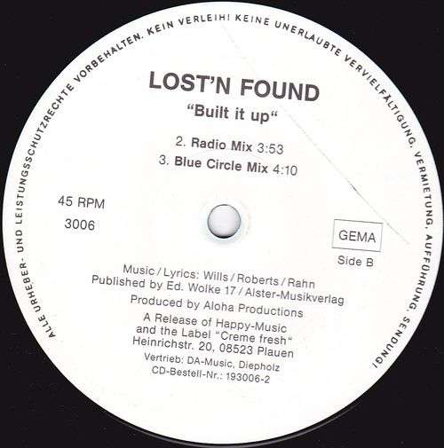 Cover Lost'n Found* - Built It Up (12) Schallplatten Ankauf