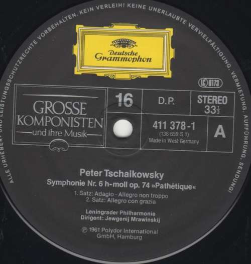 Bild Tchaïkovsky* / Leningrader Philharmonie* / Jewgenij Mrawinskij* - Symphonie Nr. 6 H-Moll Op. 74 Pathetique (LP, RE) Schallplatten Ankauf
