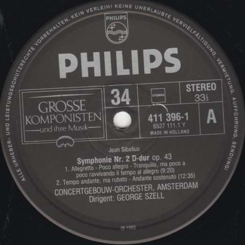 Cover Sibelius* / Concertgebouw-Orchester, Amsterdam* / George Szell / Eduard Van Beinum - Symphonie Nr. 2 D-Dur Op. 43 Und Finlandia Op. 26 (LP, Comp) Schallplatten Ankauf