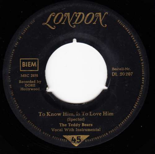 Cover The Teddy Bears - To Know Him, Is To Love Him (7, Single) Schallplatten Ankauf