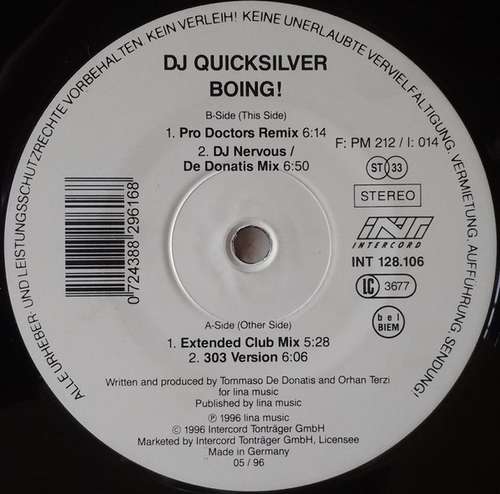 Cover DJ Quicksilver - Boing! (12) Schallplatten Ankauf