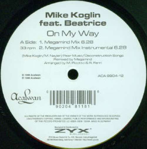 Bild Mike Koglin Feat. Beatrice - On My Way (Megamind Mixes) (12, S/Sided) Schallplatten Ankauf