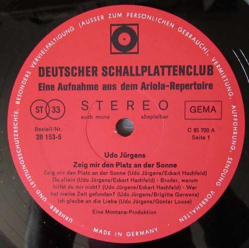 Bild Udo Jürgens - Zeig Mir Den Platz An Der Sonne (LP, Comp, Club) Schallplatten Ankauf