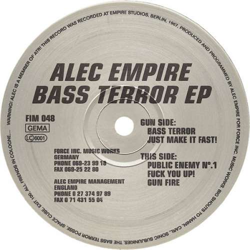 Cover Alec Empire - Bass Terror EP (12, EP) Schallplatten Ankauf