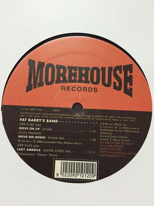 Cover Fat Barry's Band - Move On/Lady America (12) Schallplatten Ankauf