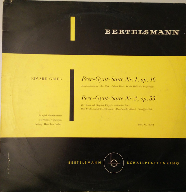 Cover Edvard Grieg, Orchester Der Wiener Volksoper*, Hans Leo Gruber* - Peer-Gynt-Suite Nr. 1, Op. 46 / Peer-Gynt-Suite Nr. 2, Op. 55 (10, Mono) Schallplatten Ankauf