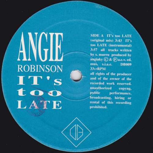 Cover Angie Robinson - It's Too Late (12) Schallplatten Ankauf