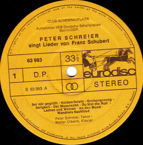 Bild Peter Schreier, Schubert*, Schumann* - Ausgewählte Lieder (LP, Club) Schallplatten Ankauf