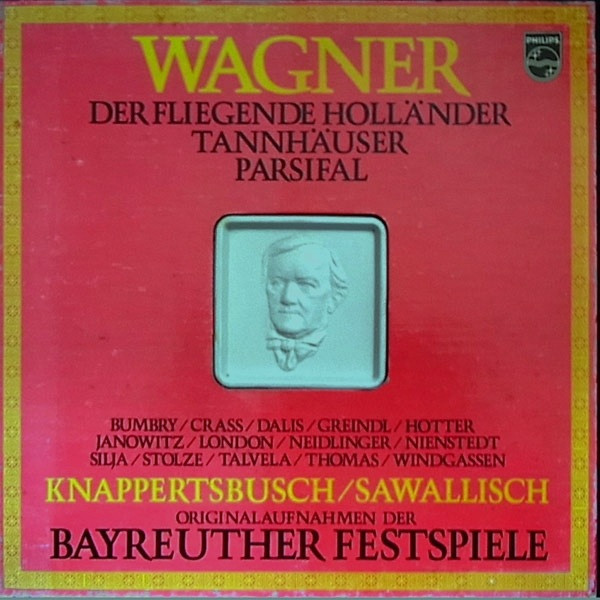 Cover Wagner* - Bumbry* / Crass* / Dalis* / Greindl* / Hotter* / Janowitz* / London* / Neidlinger* / Nienstedt* / Silja* / Stolze* / Talvela* / Thomas* / Windgassen* / Knappertsbusch* / Sawallisch* - Der Fliegende Holländer - Tannhäuser - Parsifal (11xLP + Box, RE) Schallplatten Ankauf