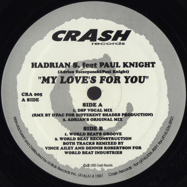 Cover Hadrian S. Feat. Paul Knight - My Love's For You (12) Schallplatten Ankauf