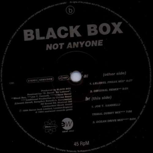 Cover Black Box - Not Anyone (12, Promo) Schallplatten Ankauf