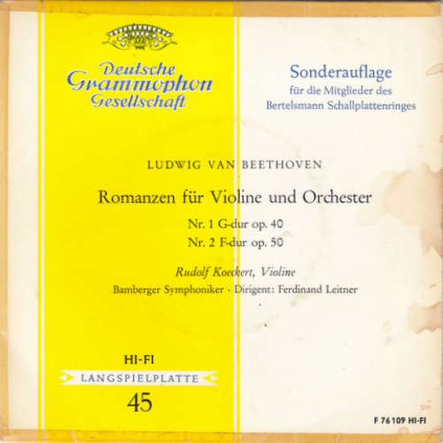 Cover Ludwig van Beethoven - Rudolf Koeckert - Romanzen Für Violine Und Orchester (7, Mono) Schallplatten Ankauf