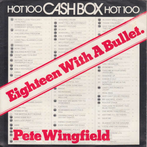 Cover Pete Wingfield - Eighteen With A Bullet (7, Single) Schallplatten Ankauf