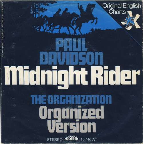Cover Paul Davidson / The Organization (7) - Midnight Rider / Organized Version (7, Single) Schallplatten Ankauf