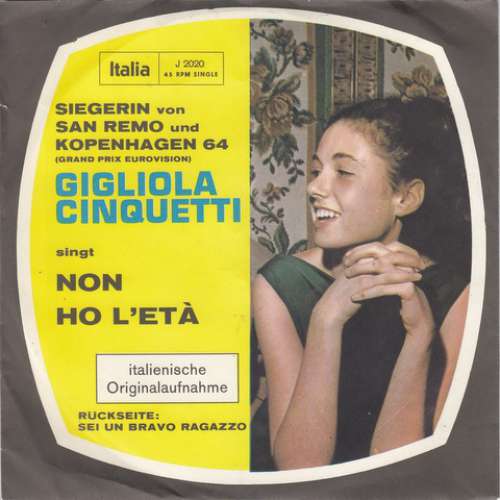 Cover Gigliola Cinquetti - Non Ho L'Eta  (7, Single) Schallplatten Ankauf