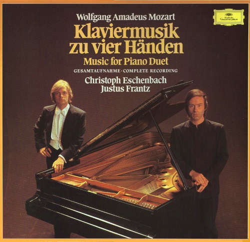 Cover Wolfgang Amadeus Mozart - Christoph Eschenbach / Justus Frantz - Klaviermusik Zu Vier Händen - Gesamtaufnahme (3xLP + Box) Schallplatten Ankauf