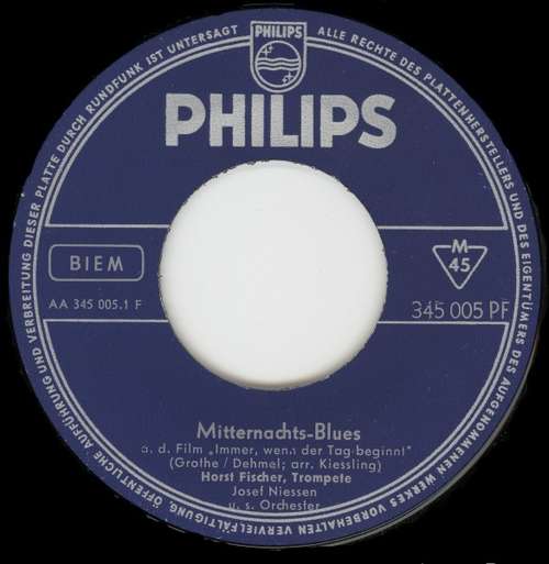 Cover Horst Fischer - Mitternachts-Blues (7, Single, Mono) Schallplatten Ankauf