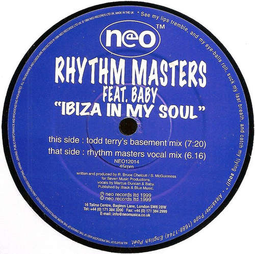 Cover Rhythm Masters Feat. Baby (3) - Ibiza In My Soul (12) Schallplatten Ankauf
