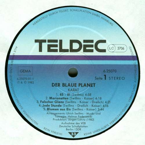 Cover Karat - Der Blaue Planet (LP, Album, RE, Gat) Schallplatten Ankauf