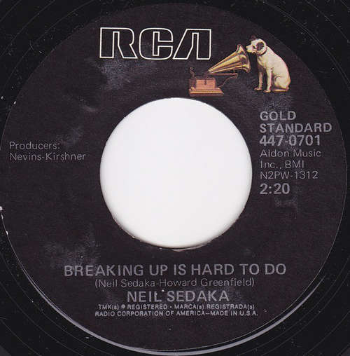 Cover Neil Sedaka - Breaking Up Is Hard To Do / Next Door To An Angel (7, RE, Styrene) Schallplatten Ankauf