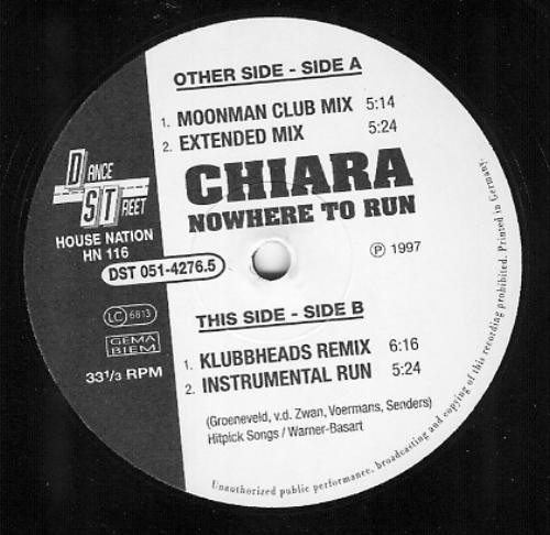 Cover Chiara - Nowhere To Run (12, Maxi) Schallplatten Ankauf