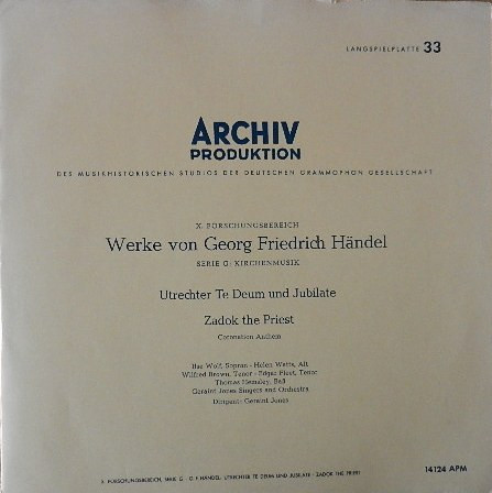 Cover Georg Friedrich Händel - Utrechter Te Deum Und Jubilate - Zadok The Priest Coronation Anthem (LP, Mono) Schallplatten Ankauf