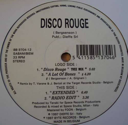 Cover Disco Rouge - Disco Rouge (12) Schallplatten Ankauf